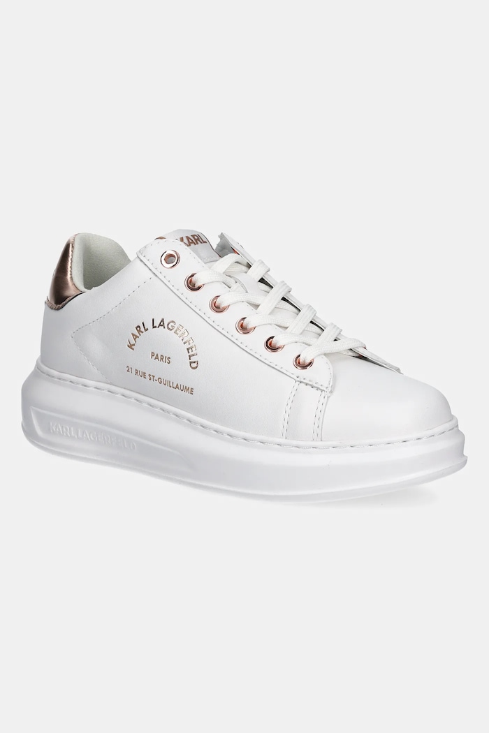 Usnjene superge Karl Lagerfeld KAPRI Zrnato usnje bela KL62538K.01P