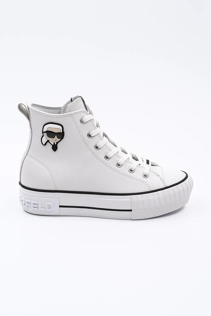 Kožené kecky Karl Lagerfeld KAMPUS MAX NFT plochá bílá KL60445T.011