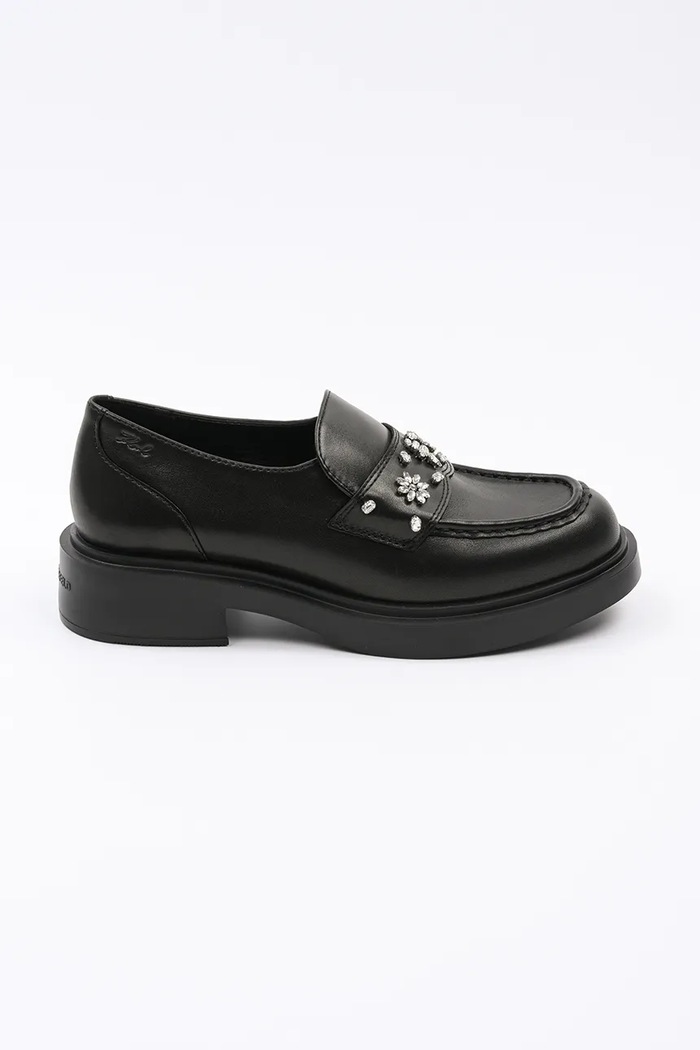 Karl Lagerfeld mokasyny skórzane MACIE platforma czarny KL41215.00S
