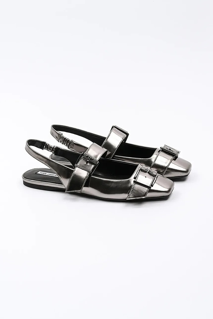 Karl Lagerfeld baleriny skórzane KONNIE KL40186A.0SL srebrny SS25