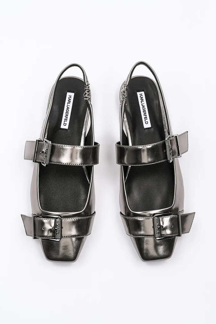 Karl Lagerfeld baleriny skórzane KONNIE KL40186A.0SL srebrny