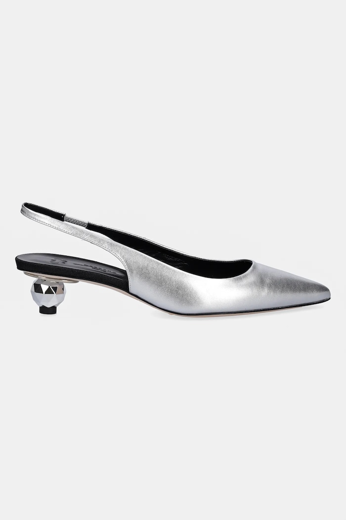 Weekend Max Mara czółenka skórzane GALLICO 2515521034600.SILVER srebrny SS25