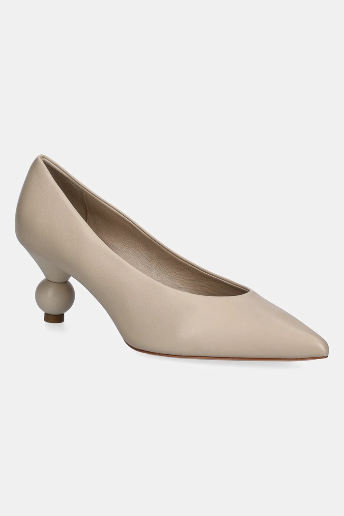 Кожаные туфли Weekend Max Mara RENZA 5-8 см бежевый 2515521054600.SAND