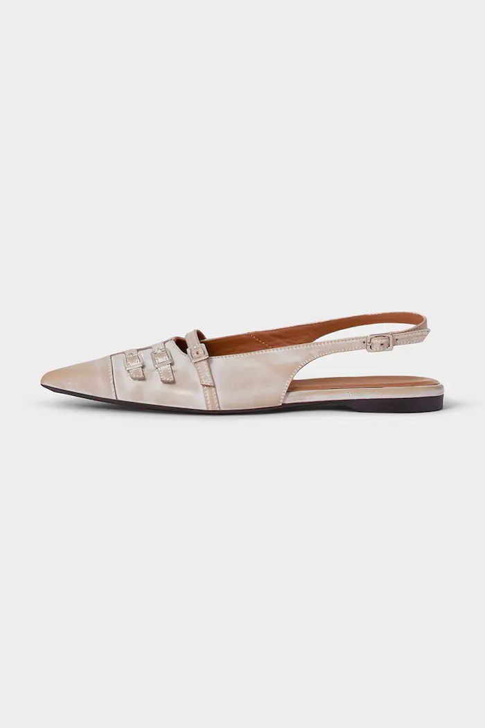 Vagabond Shoemakers baleriny skórzane HERMINE odkryta pięta beżowy 5533.118.07