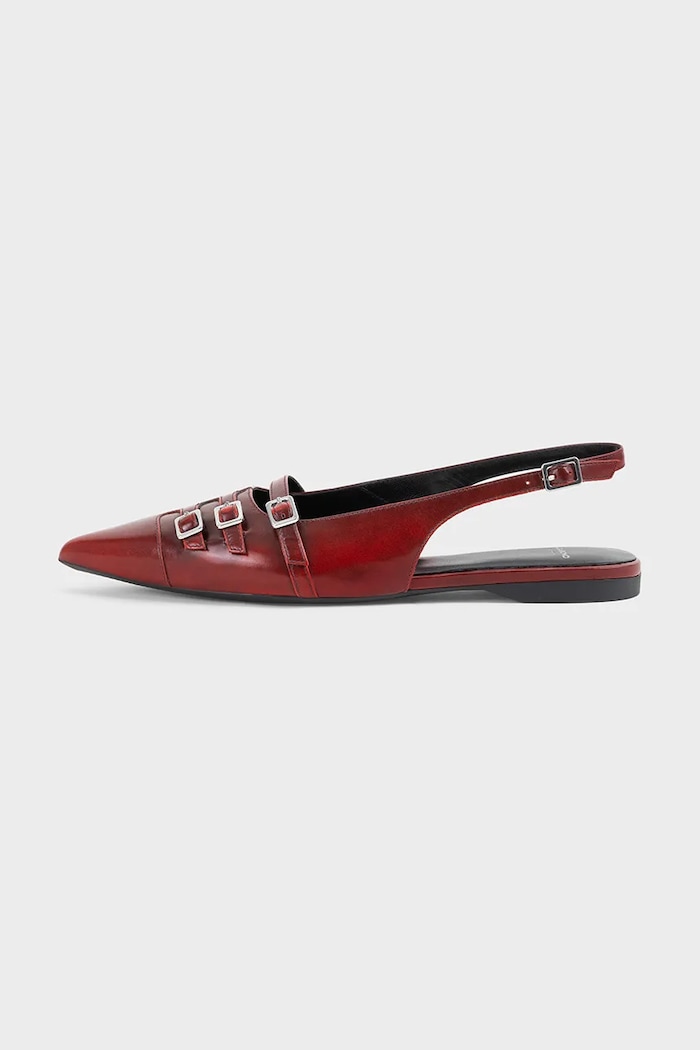 Vagabond Shoemakers baleriny skórzane HERMINE odkryta pięta czerwony 5533.118.47