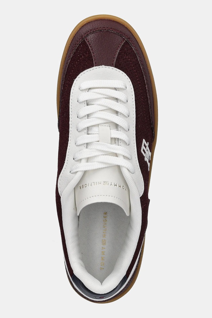 Kožené sneakers boty Tommy Hilfiger TH HERITAGE SNEAKER PERF burgundské FW0FW08380