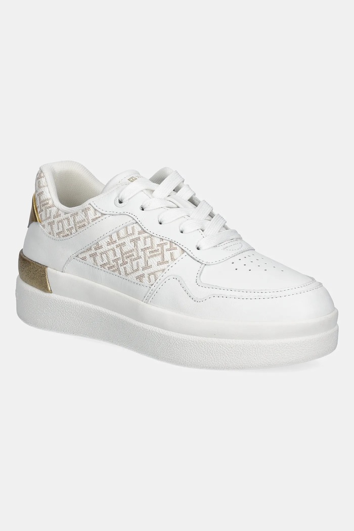 Tenisky Tommy Hilfiger LUX COURT SNEAKER MONOGRAM usňová koža biela FW0FW08381