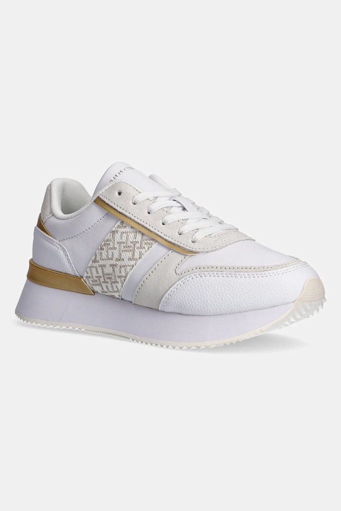 Tenisice Tommy Hilfiger LUX MONOGRAM RUNNER brušena koža bijela FW0FW08387