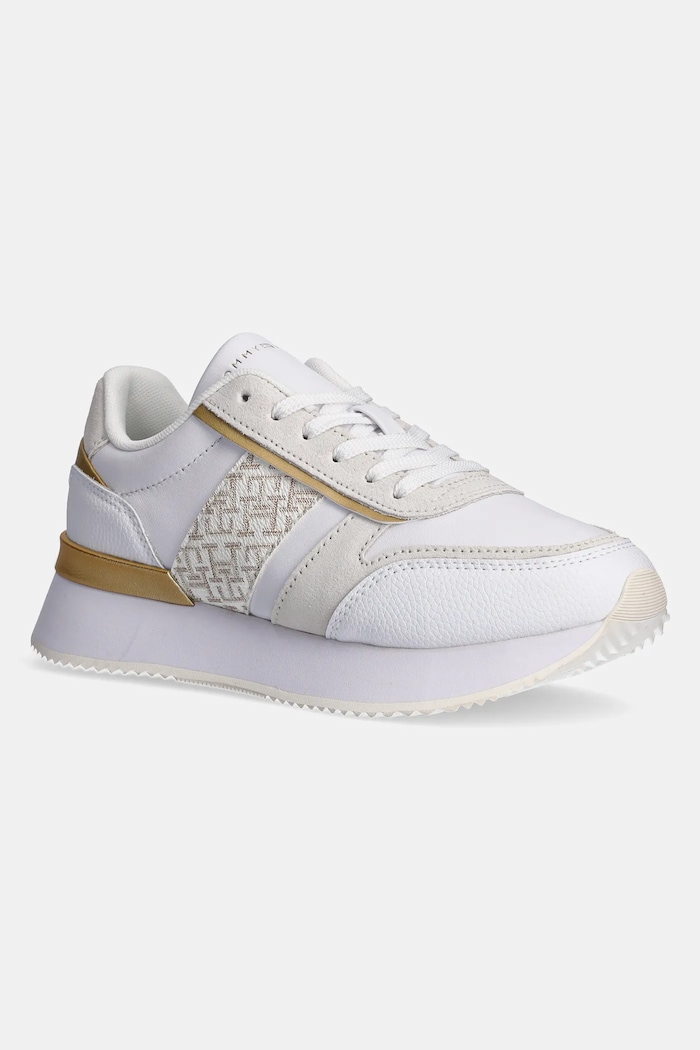 Tenisice Tommy Hilfiger LUX MONOGRAM RUNNER brušena koža bijela FW0FW08387