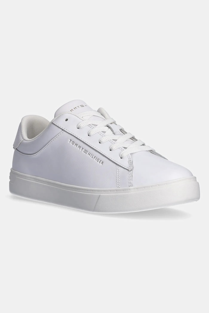 Кожени маратонки Tommy Hilfiger ESSENTIAL COURT SNEAKER равна бял FW0FW08320