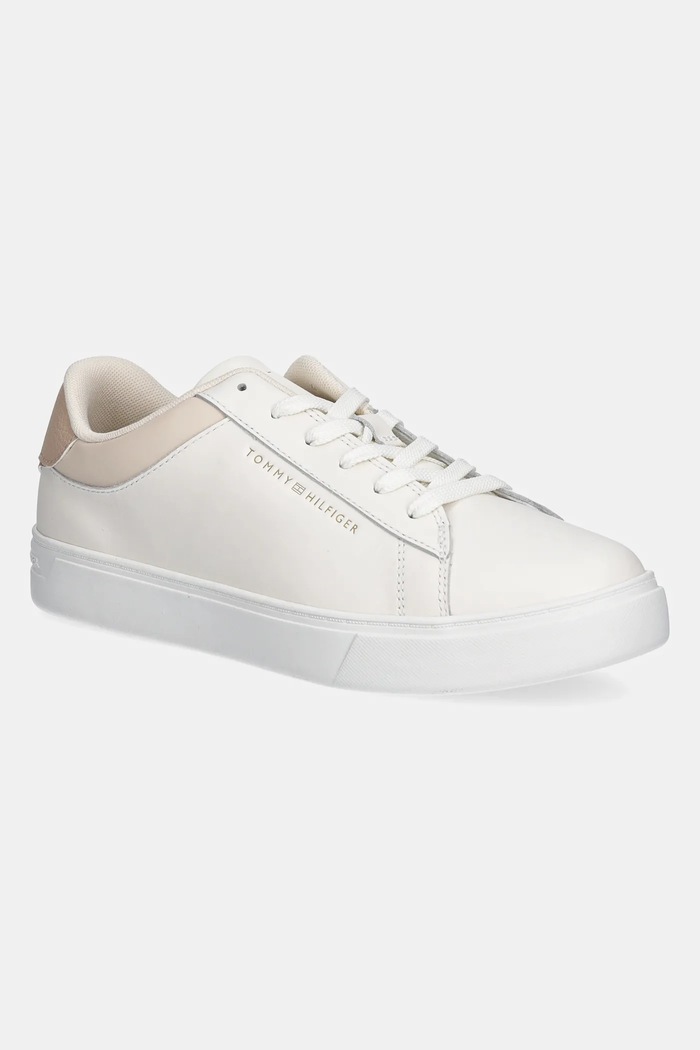 Δερμάτινα sneakers Tommy Hilfiger ESSENTIAL COURT SNEAKER φλατ μπεζ FW0FW08320