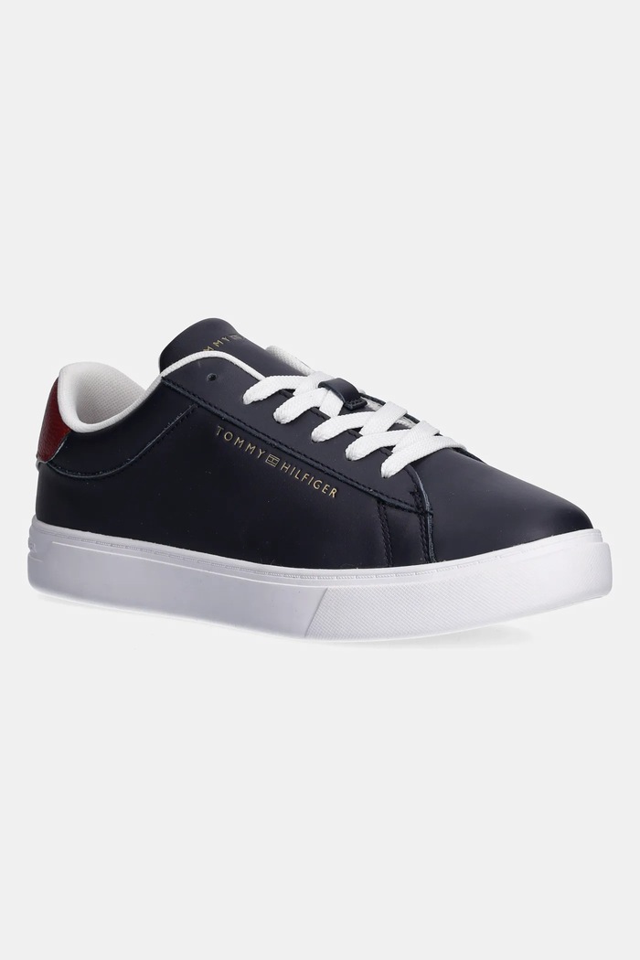 Kožené sneakers boty Tommy Hilfiger ESSENTIAL COURT SNEAKER plochá námořnická modř FW0FW08320