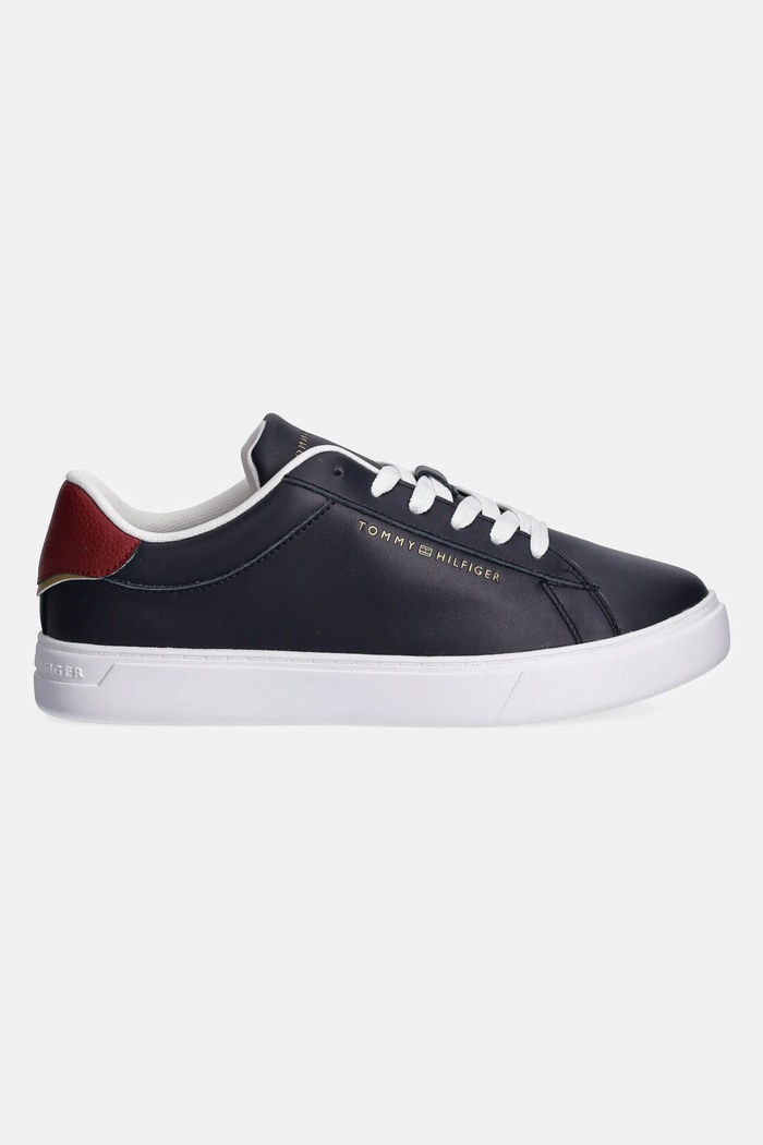 Kožené sneakers boty Tommy Hilfiger ESSENTIAL COURT SNEAKER FW0FW08320 námořnická modř SS25