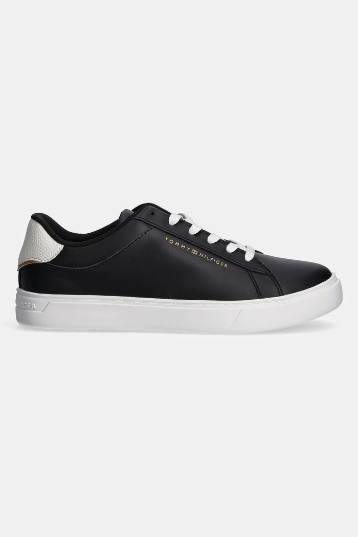 Kožené sneakers boty Tommy Hilfiger ESSENTIAL COURT SNEAKER FW0FW08320 černá SS25