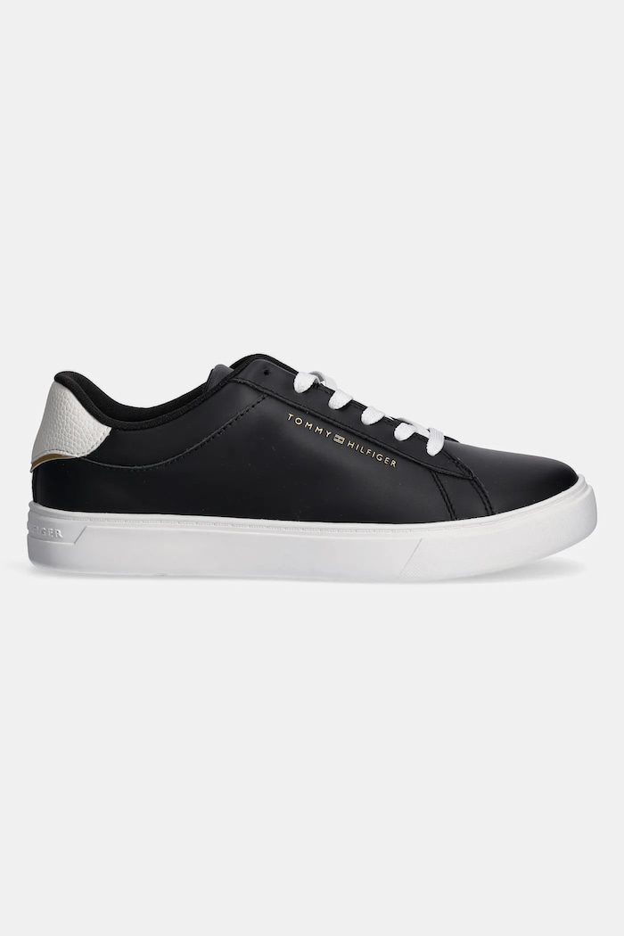 Kožené sneakers boty Tommy Hilfiger ESSENTIAL COURT SNEAKER FW0FW08320 černá SS25