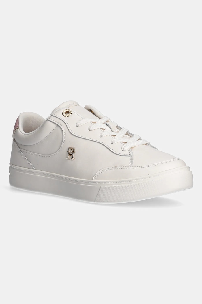 Kožené tenisky Tommy Hilfiger ESSENTIAL CHIC COURT SNEAKER plochá béžová FW0FW08322