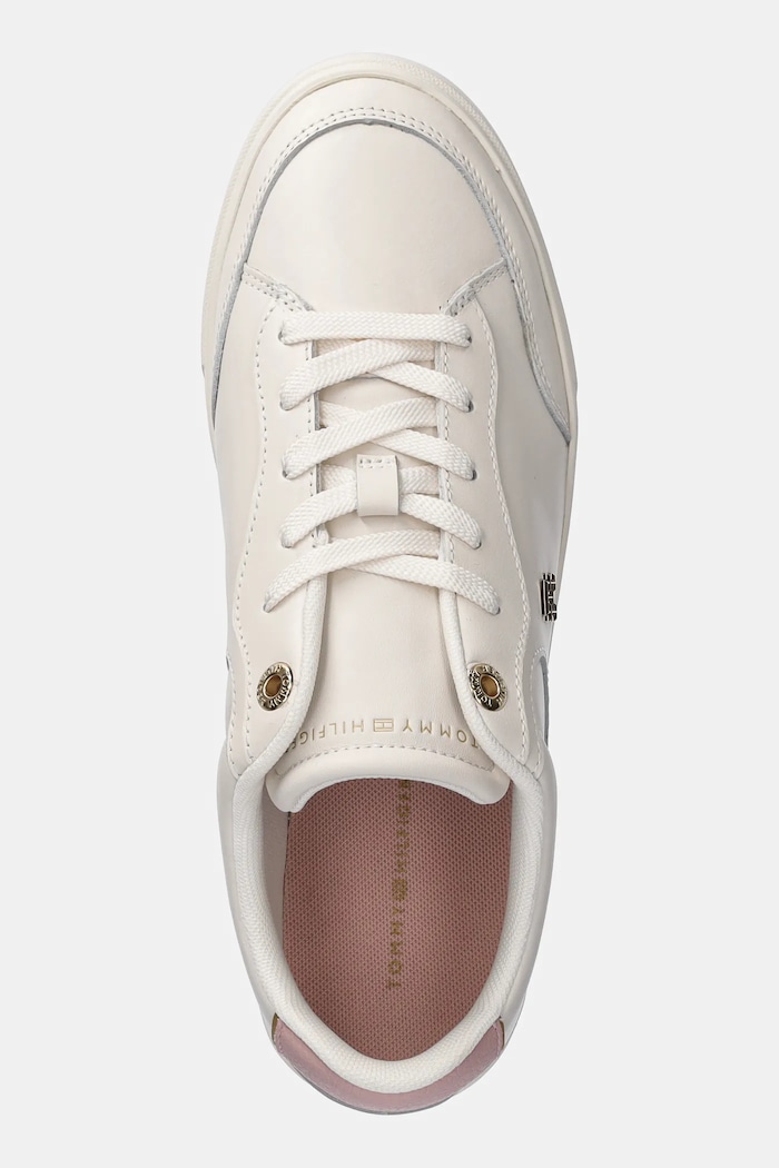 Kožené tenisky Tommy Hilfiger ESSENTIAL CHIC COURT SNEAKER béžová FW0FW08322
