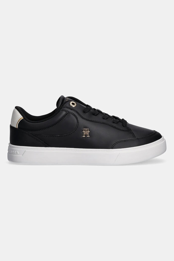Kožené sneakers boty Tommy Hilfiger ESSENTIAL CHIC COURT SNEAKER FW0FW08322 černá SS25