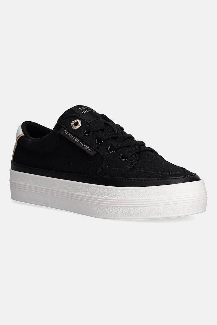 Tenisky Tommy Hilfiger ESSENTIAL VULC TEXTILE SNEAKER plochá černá FW0FW08323