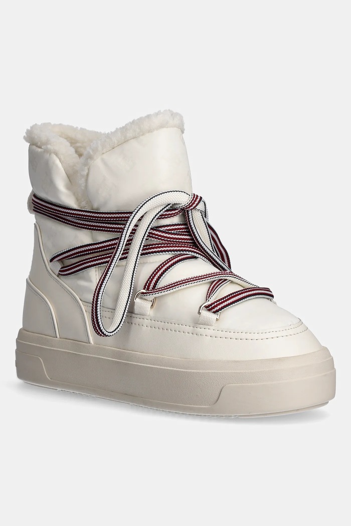 Sněhule Tommy Hilfiger SNOWBOOT MONOGRAM FAUX FUR textilní béžová FW0FW08389