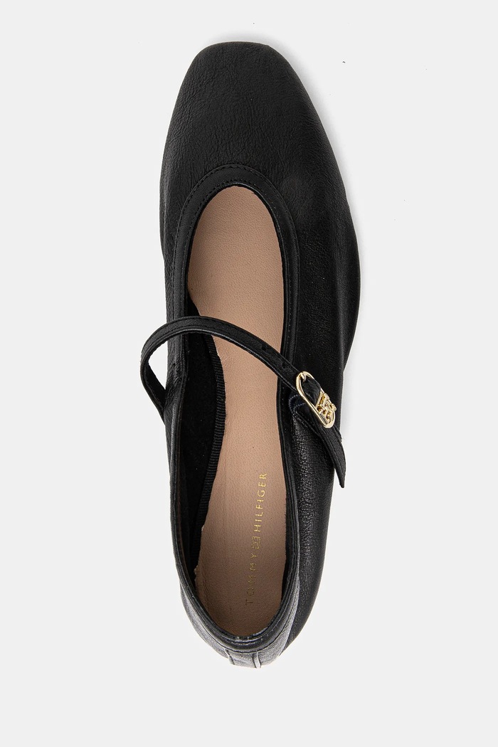 Δερμάτινες μπαλαρίνες Tommy Hilfiger BALLERINA MARYJANE SOFT LEATHER μαύρο FW0FW08354
