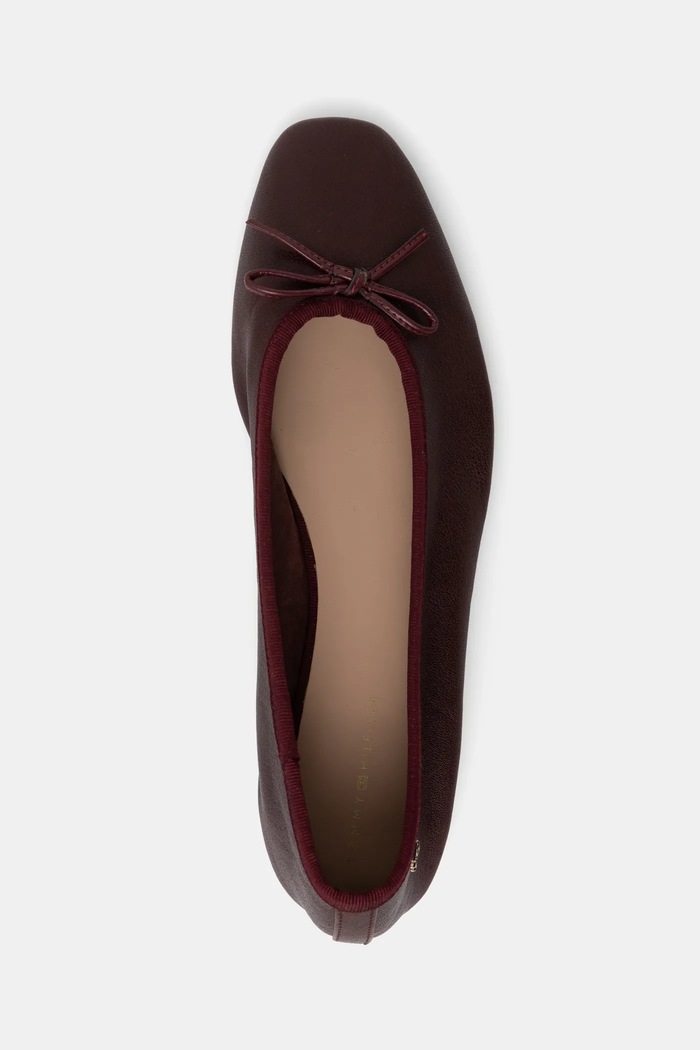 Kožené baleríny Tommy Hilfiger BALLERINA SOFT LEATHER burgundské FW0FW08355