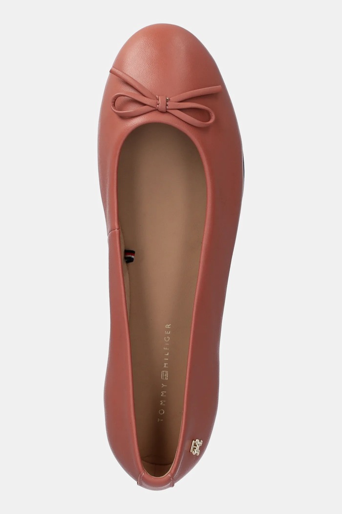 Kožené balerínky Tommy Hilfiger BALLERINA LEATHER FLAT BOW oranžová FW0FW08359