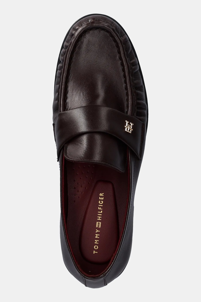 Kožne mokasinke Tommy Hilfiger LOAFER SOFT NAPPA PLEATED TOE bordo FW0FW08362