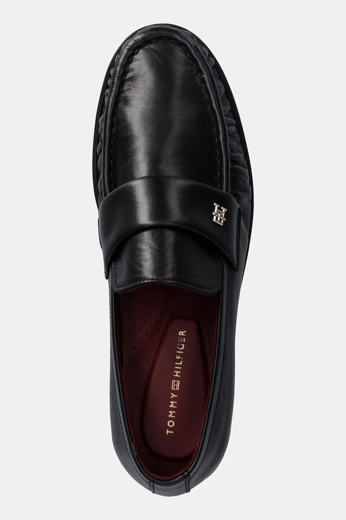 Tommy Hilfiger mokasyny skórzane LOAFER SOFT NAPPA PLEATED TOE czarny FW0FW08362
