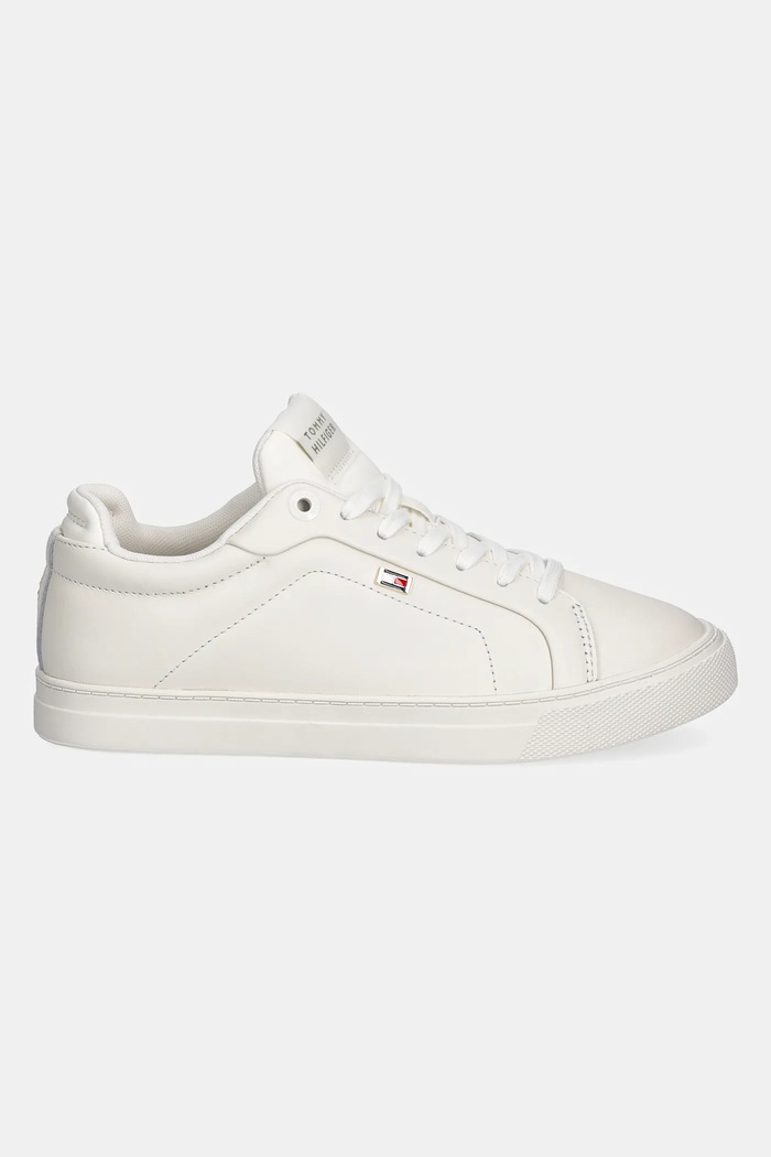 Kožené sneakers boty Tommy Hilfiger WOMENS ICON COURT SNEAKER FLAG FW0FW08327 béžová SS25
