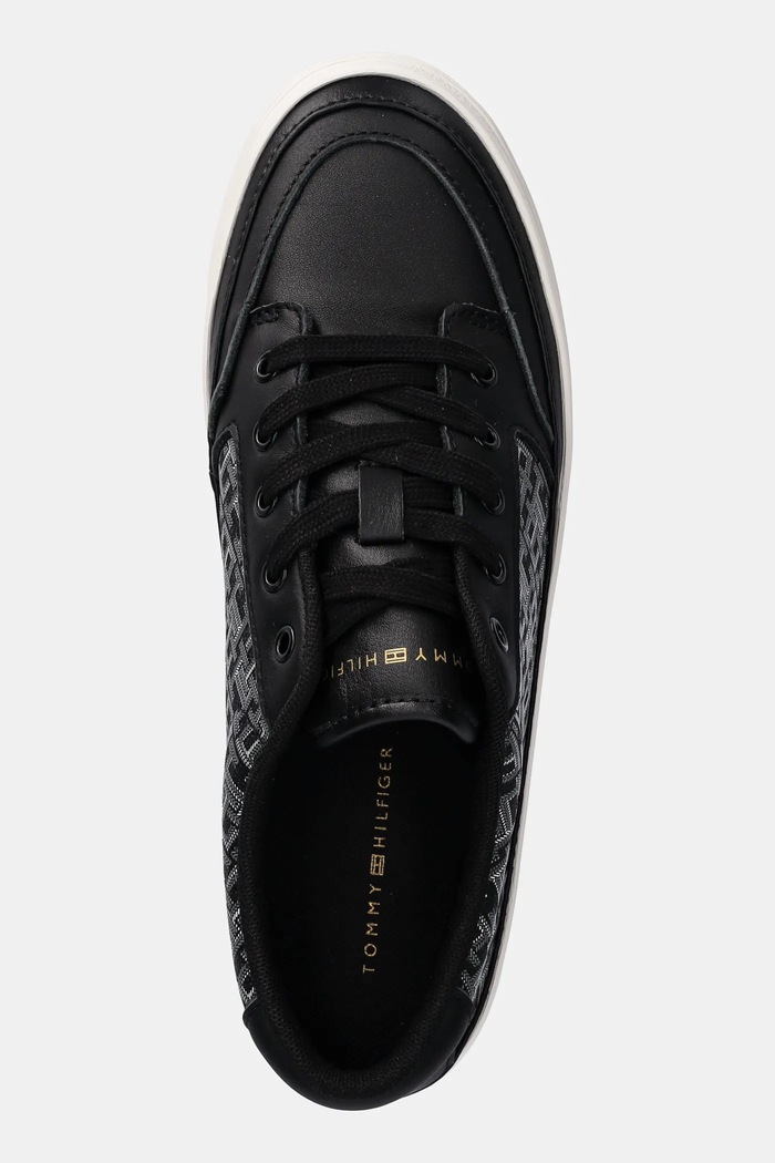 Δερμάτινα sneakers Tommy Hilfiger VULC LEATHER SNEAKER MONOGRAM μαύρο FW0FW08331