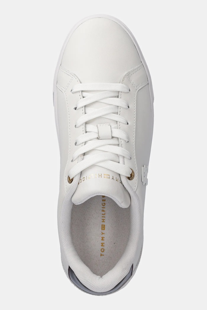 Kožené sneakers boty Tommy Hilfiger TH PLATFORM COURT SNEAKER bílá FW0FW08614