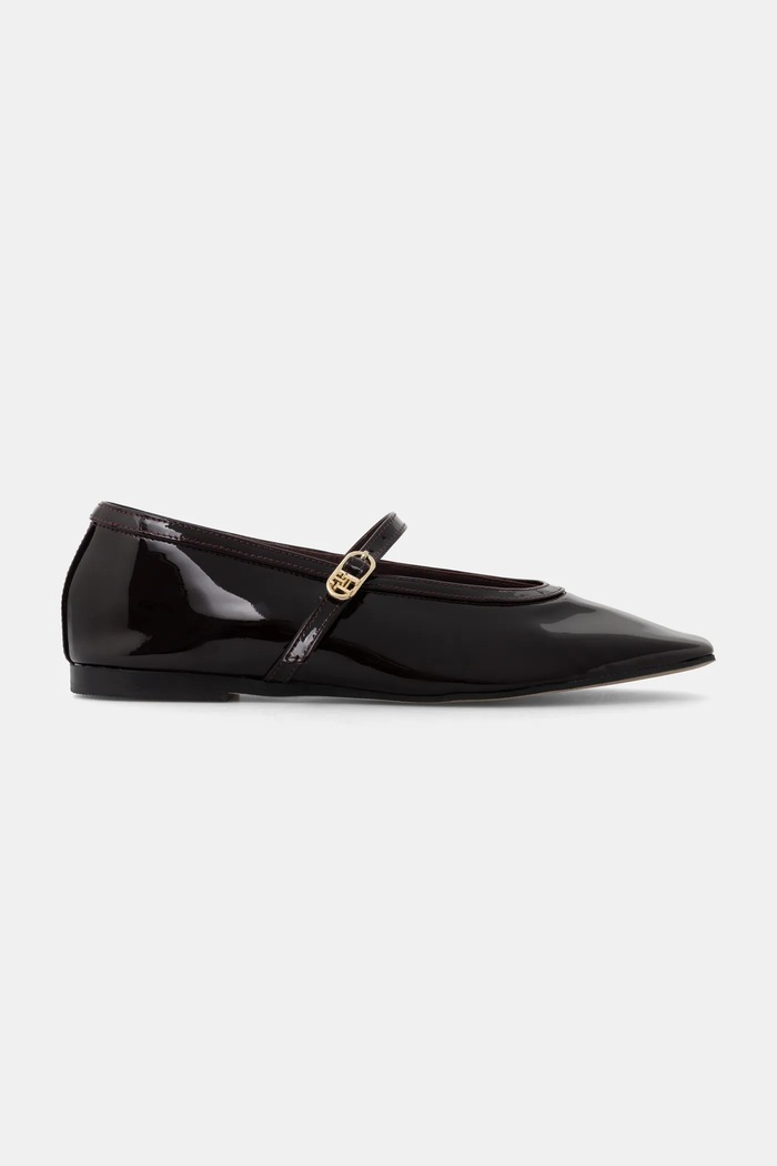 Tommy Hilfiger bőr balerina cipő BALLERINA MARYJANE PATENT FW0FW08577 burgundia SS25