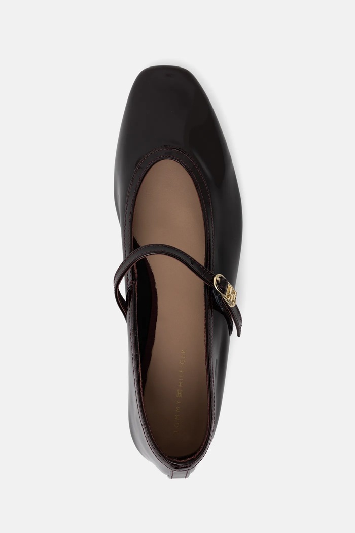 Tommy Hilfiger bőr balerina cipő BALLERINA MARYJANE PATENT burgundia FW0FW08577