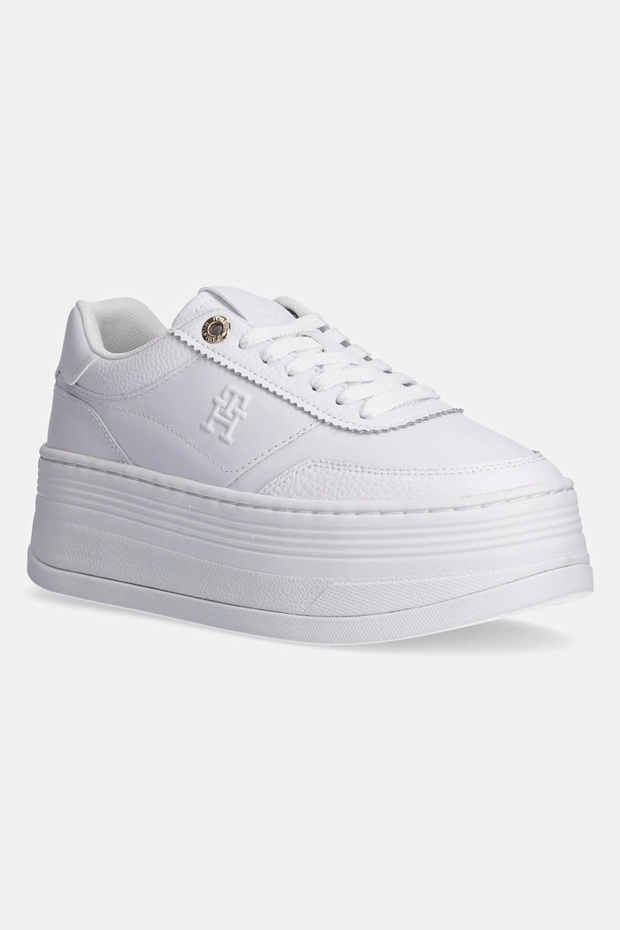 Tommy Hilfiger sportcipő PLATFORM LUX COURT SNEAKER nappa bőr fehér FW0FW08379