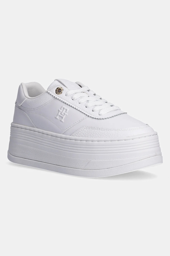 Tommy Hilfiger sportcipő PLATFORM LUX COURT SNEAKER nappa bőr fehér FW0FW08379