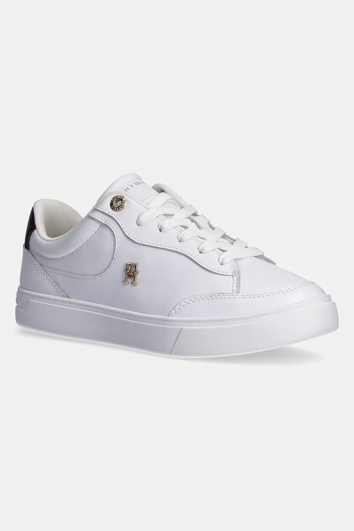 Δερμάτινα sneakers Tommy Hilfiger ESSENTIAL CHIC COURT SNEAKER RWB φλατ λευκό FW0FW08579