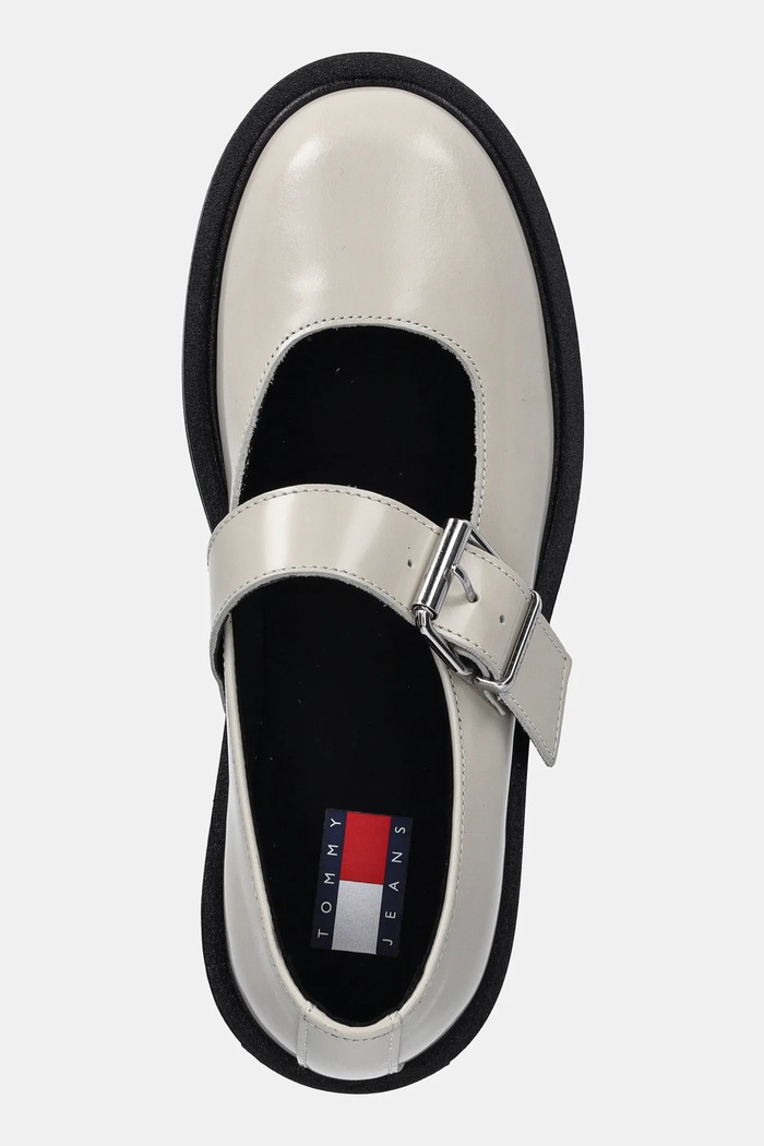 Tommy Jeans bőr félcipő TJW MARY JANE SHOE bézs EN0EN02723