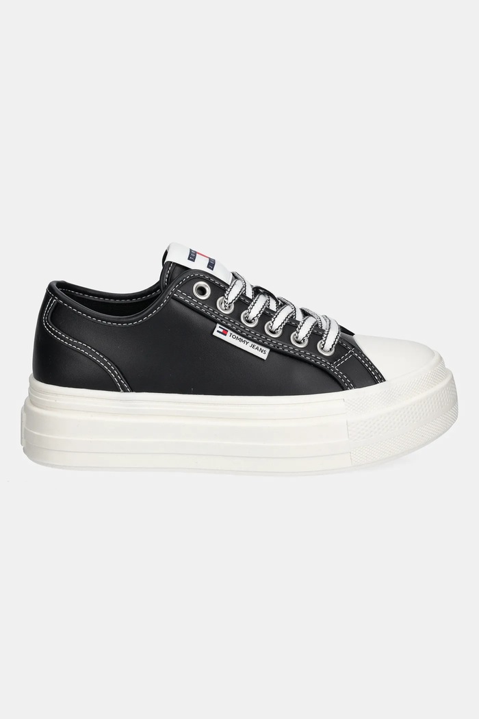 Tommy Jeans bőr tornacipő TJW FOXING VULC LC LEATHER EN0EN02714 fekete SS25