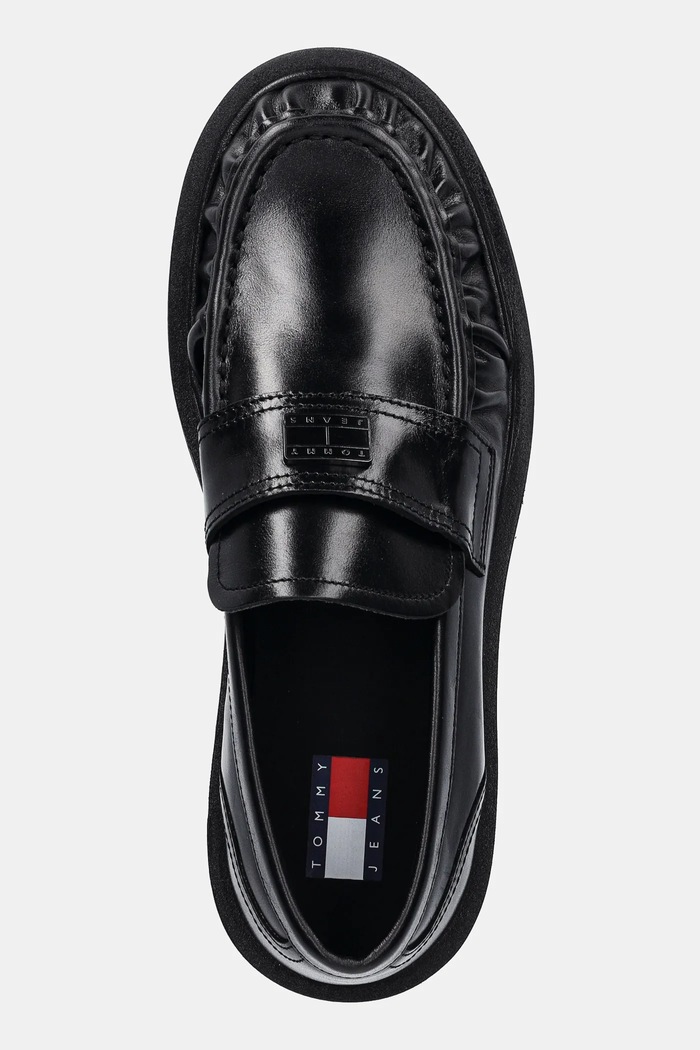 Kožené mokasíny Tommy Jeans TJW ORIGIN LOAFER černá EN0EN02708