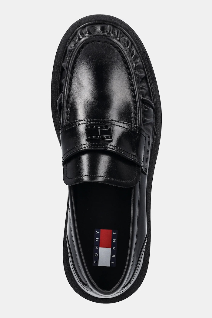 Kožené mokasíny Tommy Jeans TJW ORIGIN LOAFER černá EN0EN02708