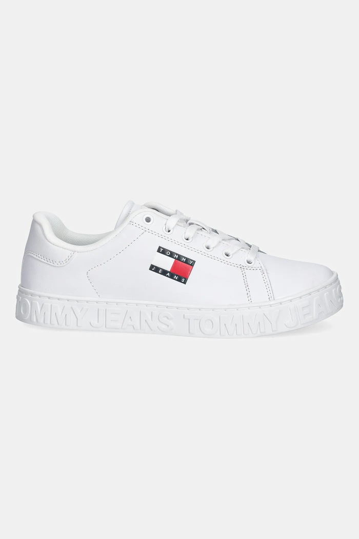 Kožené sneakers boty Tommy Jeans TJW LOGO SNEAKER ESS EN0EN02703 bílá AW25