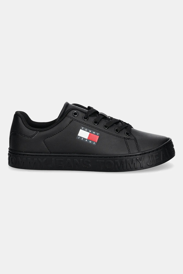 Δερμάτινα sneakers Tommy Jeans TJW LOGO SNEAKER ESS EN0EN02703 μαύρο AW25