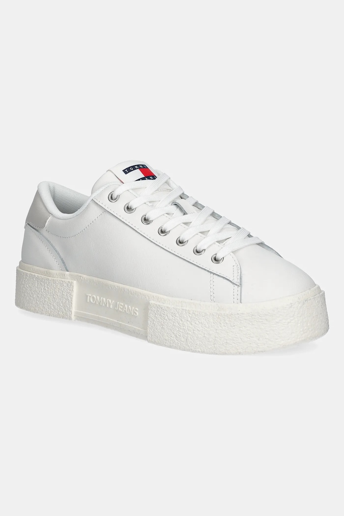 Δερμάτινα sneakers Tommy Jeans TJW FLATFORM SNEAKER πλατφόρμα λευκό EN0EN02698