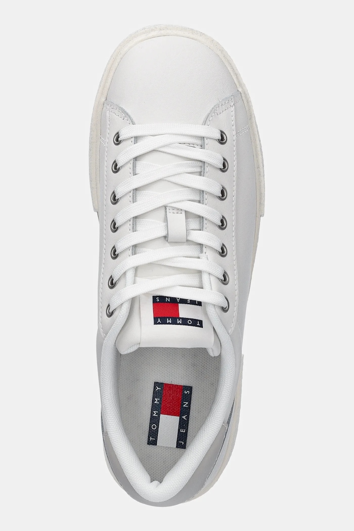 Δερμάτινα sneakers Tommy Jeans TJW FLATFORM SNEAKER λευκό EN0EN02698
