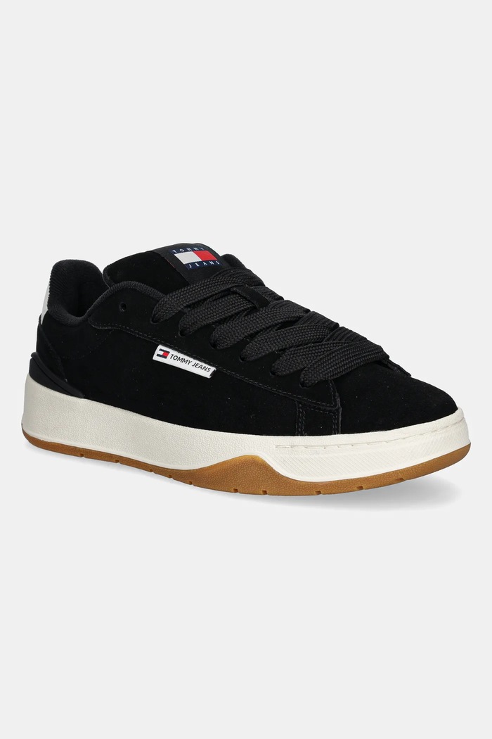 Σουέτ sneakers Tommy Jeans TJW SKATE SNEAKER φλατ μαύρο EN0EN02677