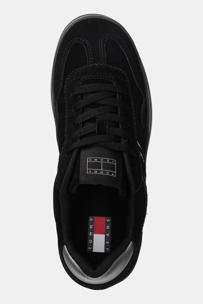 Semišové sneakers boty Tommy Jeans THE GREENWICH FLATFORM ELEVATED černá EN0EN02676