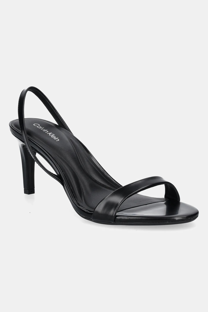 Kožené sandály Calvin Klein HEEL D'ORSAY SANDAL 70 - BRUSH L přírodní kůže černá HW0HW02265