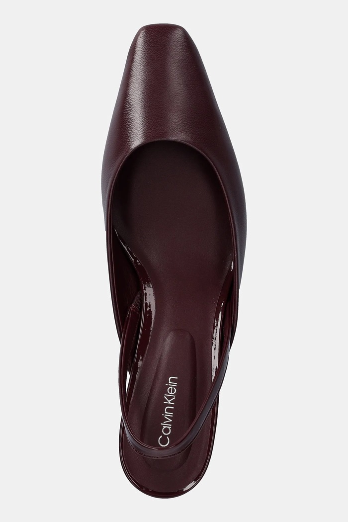 Usnjeni salonarji Calvin Klein HEEL SLING PUMP 50 - LTH bordo HW0HW02267