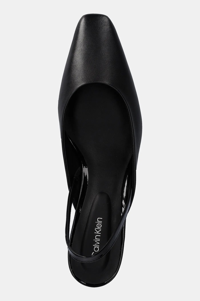 Calvin Klein czółenka skórzane HEEL SLING PUMP 50 - LTH czarny HW0HW02267